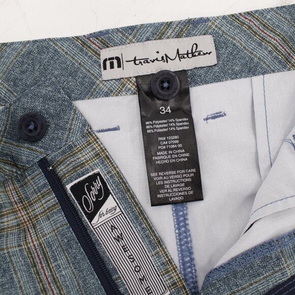 Travis Mathew Shorts Men's 34 11" Tech chino Flat Front Performance plaid Golf - Picture 7 of 8